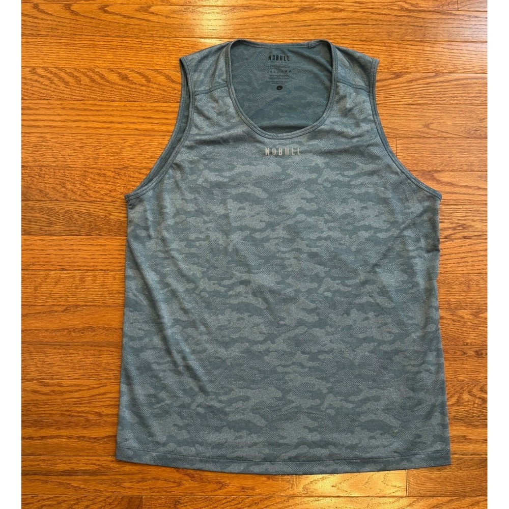 NOBULL Tank Top Shirt Mens Large Blue Camo Training Gym Activewear Seamless